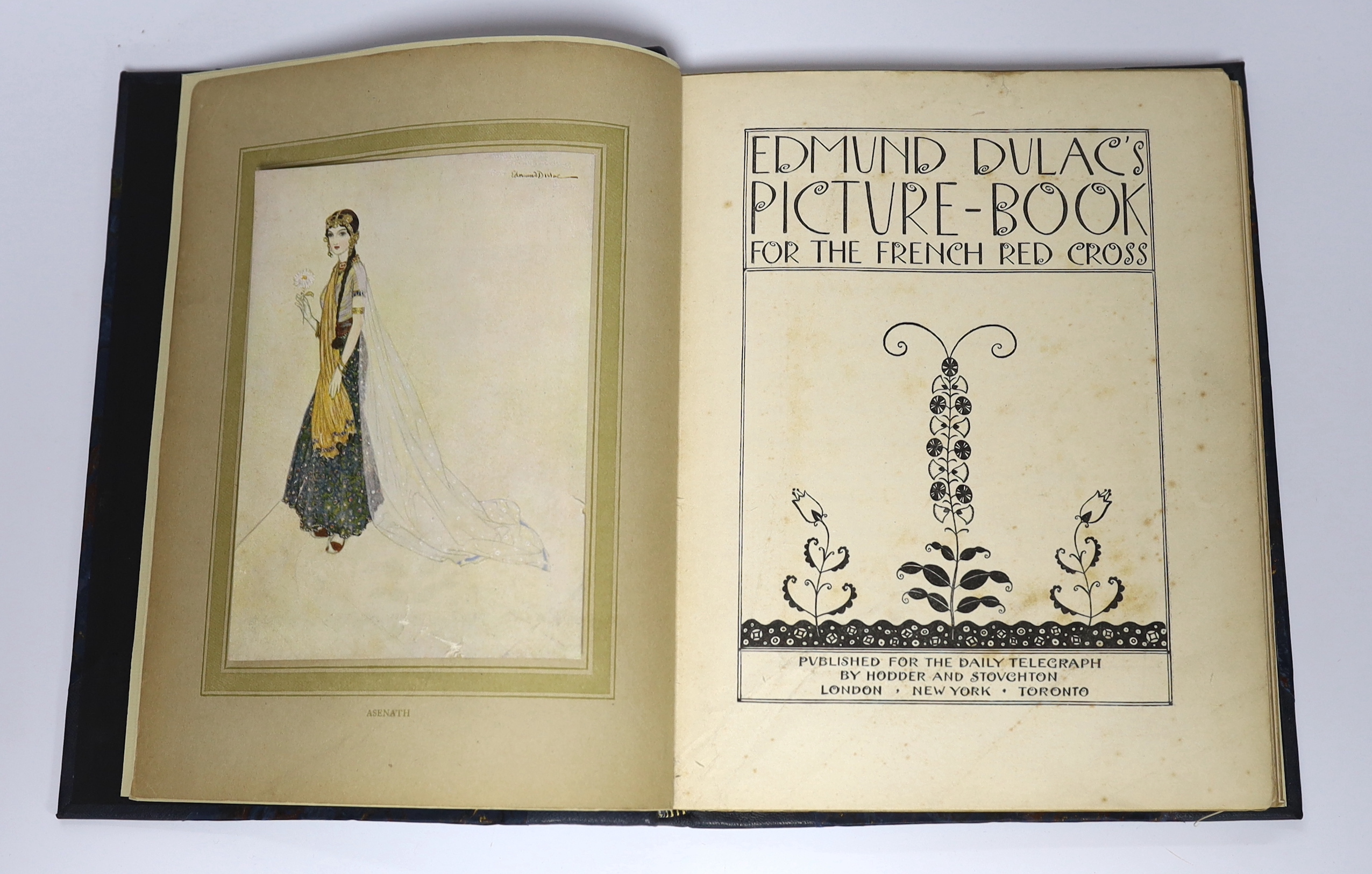Dulac, Edmund - Edmund Dulac’s Picture-Book for the French Red Cross, 4to, rebound blue half morocco, with 20 tipped-in colour plates, Hodder and Stoughton, London, c. 1915, in slip case, and W. Heath Robinson (illustrat